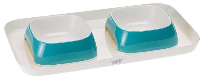 Пластиковый поднос с синими  мисками GLAM S для кошек и собак