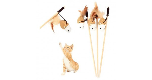 Дразнилка МЫШЬ Сизалевая с перьями