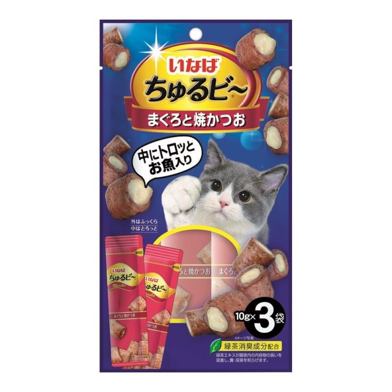 INABA Лак-во д/кошек Churu Bee Запеч.трубочки Тунец Магуро и запеч.тунец Кацуо 10г