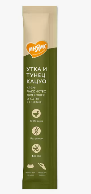 Мнямс Крем-лакомство Утка и Тунец Кацуо 15 г