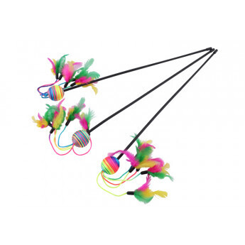 Дразнилка с шариком-погремушкой и перьями 3см 10123-0917