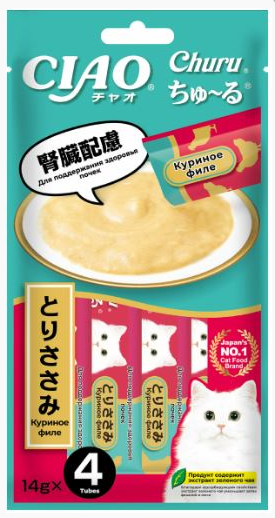 INABA Churu лакомство-пюре д/кошек кур. филе д/поддержания здоровья почек