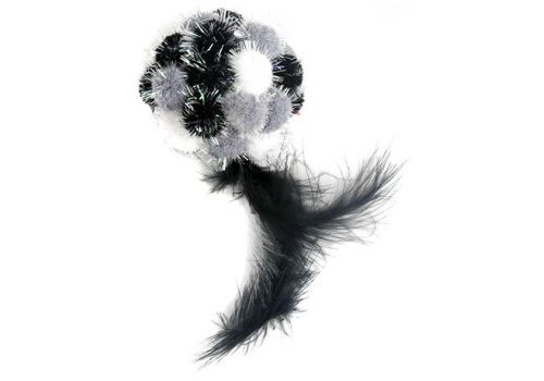 Petpark игрушка для кошек Мяч Пон-Пон с перьями 24 см в асс