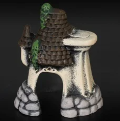 Аквадекор-грот для аквариума К52б Домик с колоной белый