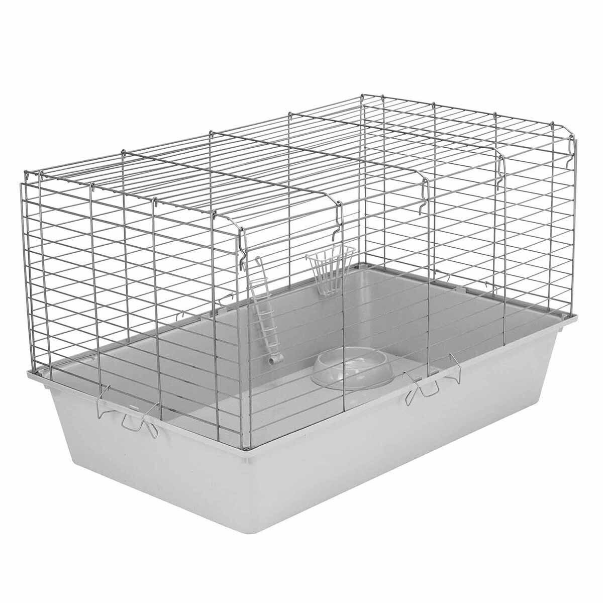 ECO Клетка РОДЖЕР №4 складная, шаг прута до 25мм, 78*48*h47см (+миска, 2 кормушки) св-сер-хром