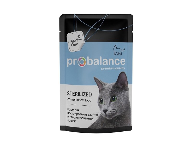 "PROBALANCE" КОНС Д/КОШЕК СТЕРИЛИЗОВАННЫХ И КАСТРИРОВАННЫХ 85г (ПАУЧ) 02РВ084