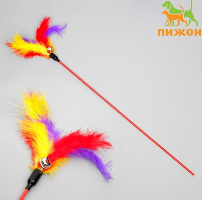 Дразнилка Перышко с бубенчиком 59см микс цветов