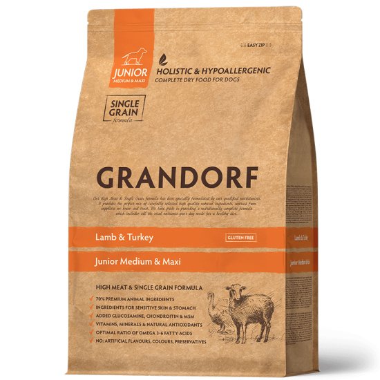 NEW GRANDORF DOG Lamb & Turkey JUNIOR (ягненок с индейкой для юниоров) 1кг