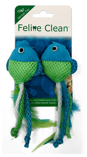 Feline Clean игрушка для кошек Dental Рыбки ленты, перья(2шт)