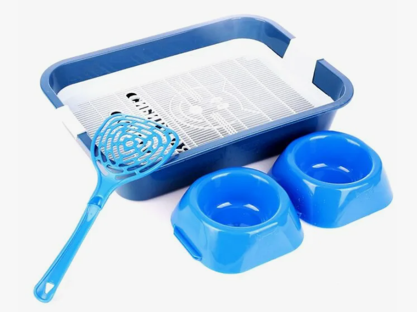 Набор "Сибирская кошка" Питомец туалет  с бортиком + миска двойная + совок