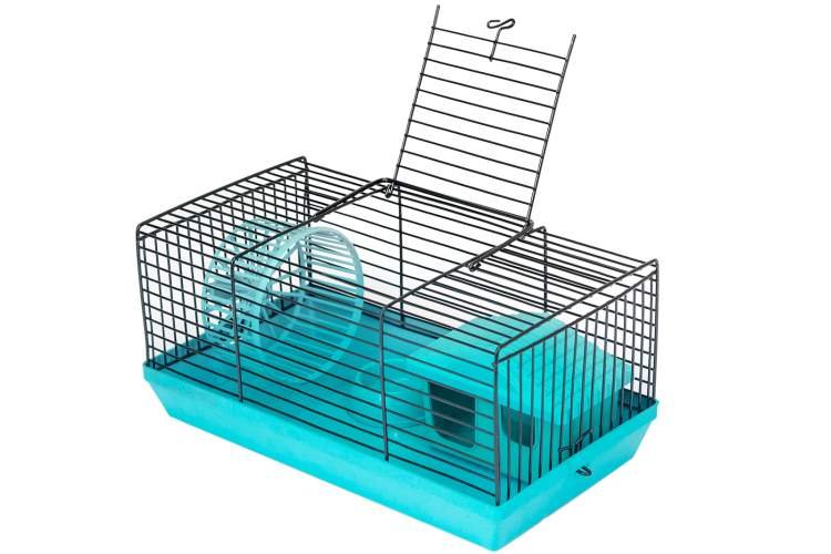 ECO Клетка-мини д/мелких грыз.,складн.,шаг прута до 9,5мм, 28*17*h16,4см (+домик;+миска;+колесо) бир