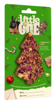 Литл Ван (Little One) 0,055кг лакомство-игрушка Новогодняя елочка для морских свинок, кроликов, шинш