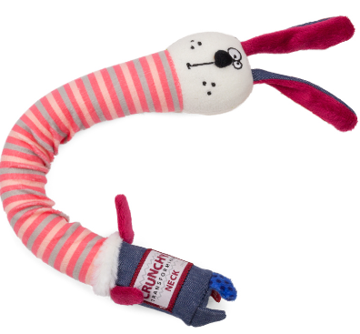 75516 Игрушка для собак Заяц с хрустящей шеей и пищалкой 28см, серия CRUNCHY NECK