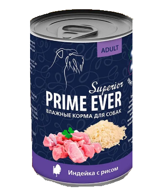 Prime Ever Superior индейка с рисом влажный корм для собак жестяная банка 0.4 кг