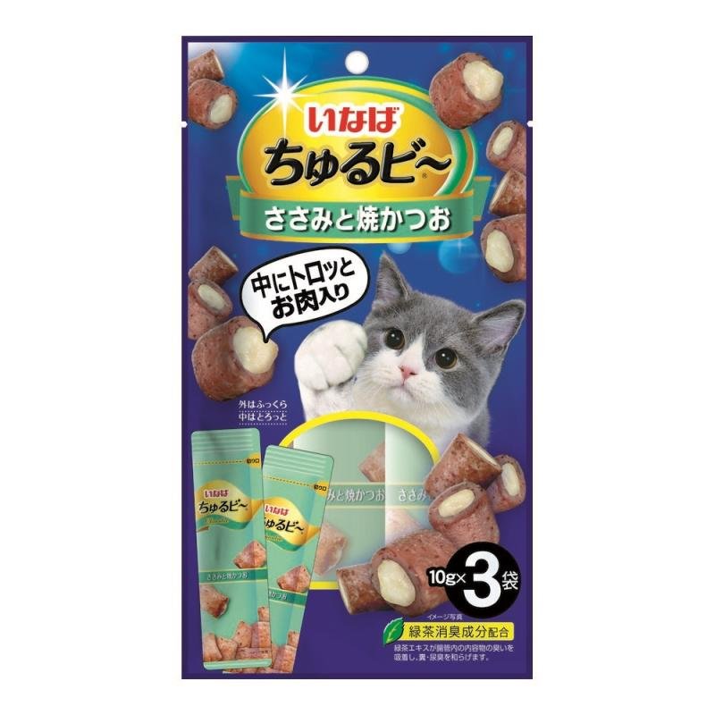 INABA Лак-во д/кошек Churu Bee Запеч.трубочки Кур.филе и запеч. тунец Кацуо 10г