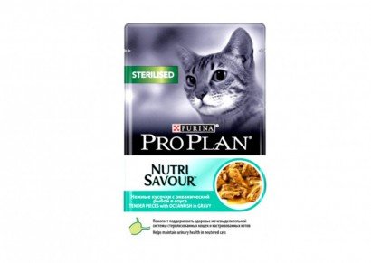 PRO PLAN для стерилизованных кошек с океанической рыбой в соусе 85г