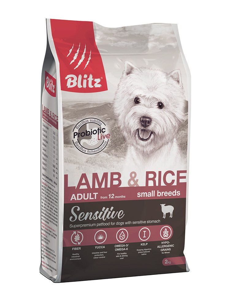 BLITZ ADULT SMALL Breeds Lamb & Rice /корм д/собак мелк.пород ягненок и рис 2кг