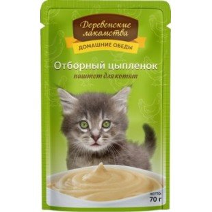 "ДЕРЕВЕНСКИЕ ЛАКОМСТВА" ПАУЧ Д/КОТЯТ 70г ОТБОРНЫЙ ЦЫПЛЕНОК ПАШТЕТ 74500653