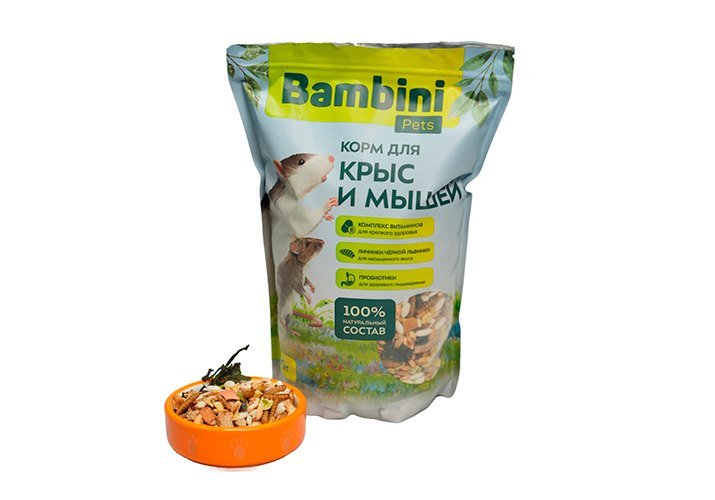 Корм Bambini Pets для крыс и мышей, 800 г