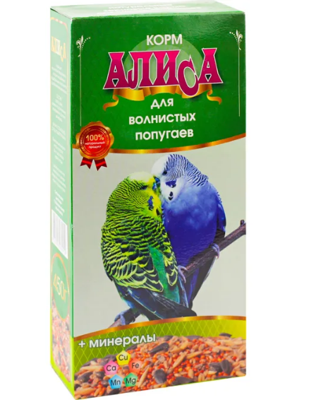 Алиса зерносмесь для Волтистых попугаев + минералы 450 гр