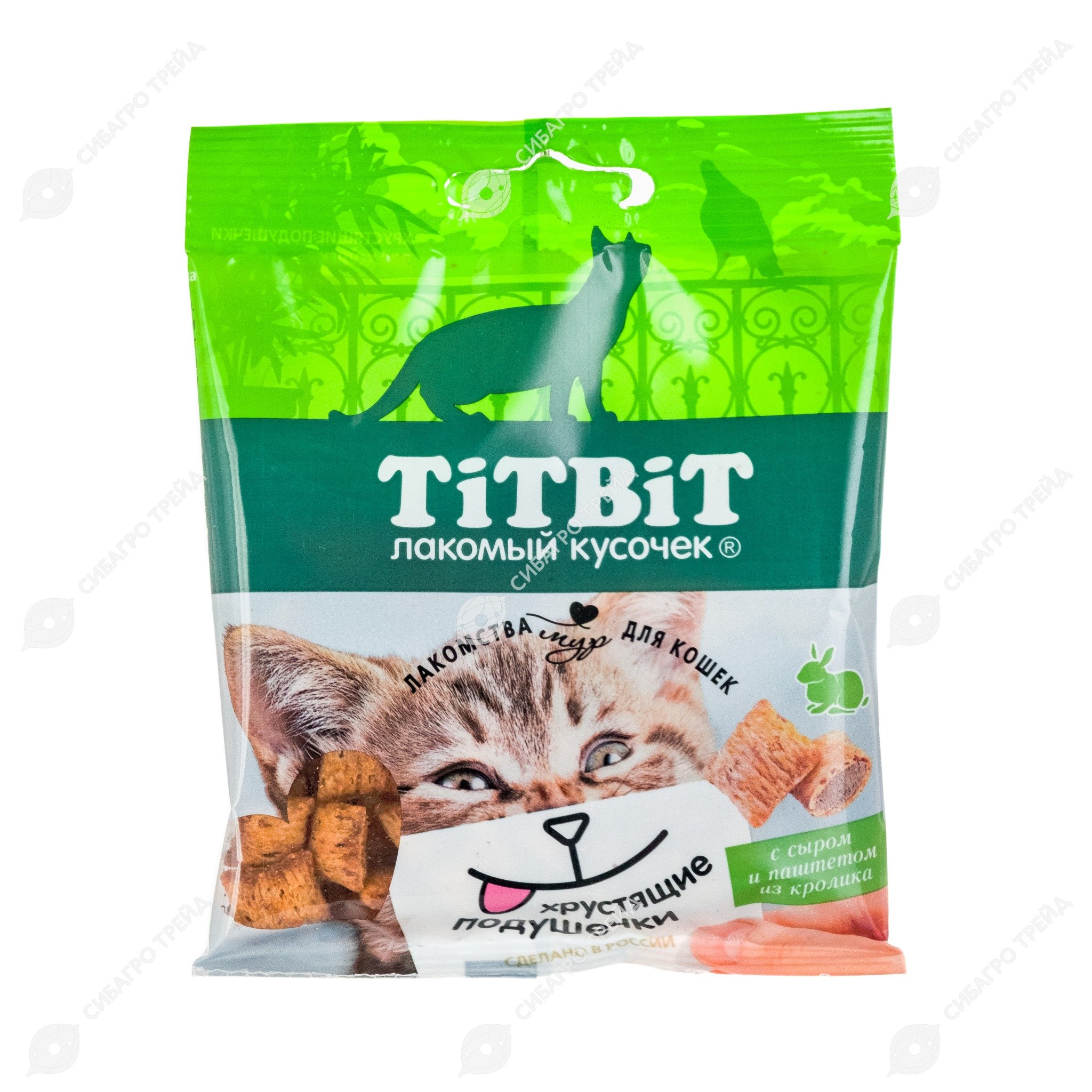 ЛАКОМСТВО "TITBIT" ХРУСТЯЩИЕ ПОДУШЕЧКИ Д/КОШЕК С СЫРОМ И ПАШТЕТОМ ИЗ КРОЛИКА 30г 013922