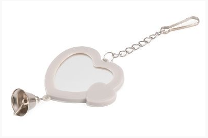 Зеркало WOGY д/птиц Сердце 20х8см двустороннее с колокольчиком, на цепочке, микс арт.2024-6347 Код27