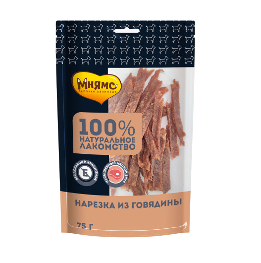 Лакомство Мнямс для собак Нарезка из говядины 75г