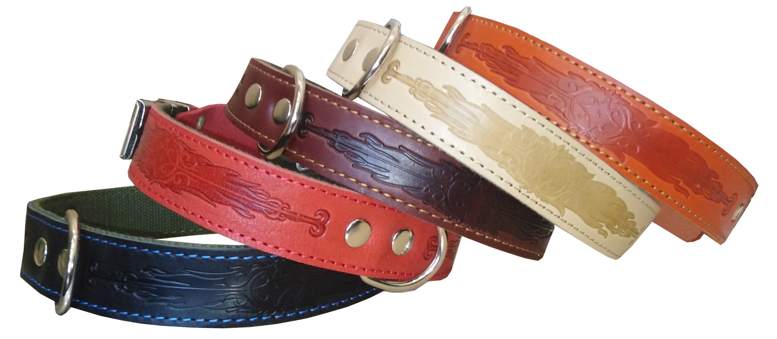 Ошейник 35 кожа + брезент тисненый