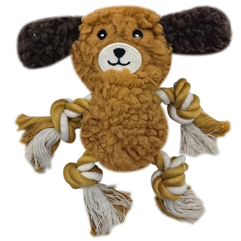 Игрушка AROMADOG Rescue для собак Собачка с канатами 15 см с пищалкой, рыжий