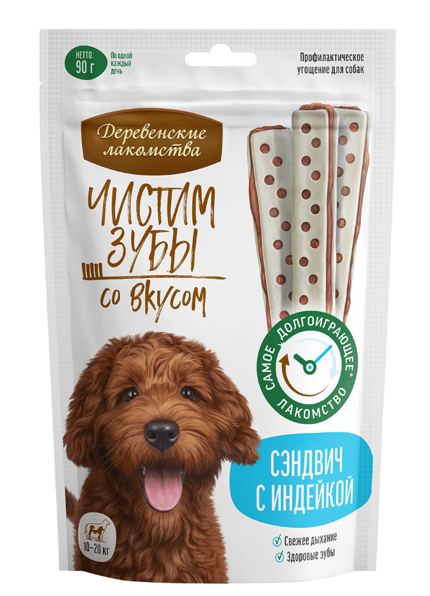 "ДЕРЕВЕНСКИЕ ЛАКОМСТВА" Д/СОБАК СЭНДВИЧ С ИНДЕЙКОЙ 90г 79215748