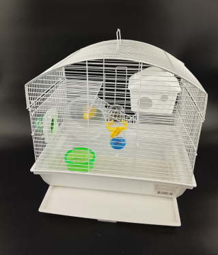 M113-WT Клетка для грызунов "Коттедж 2" двухэтажная "Чистый котик" белый
