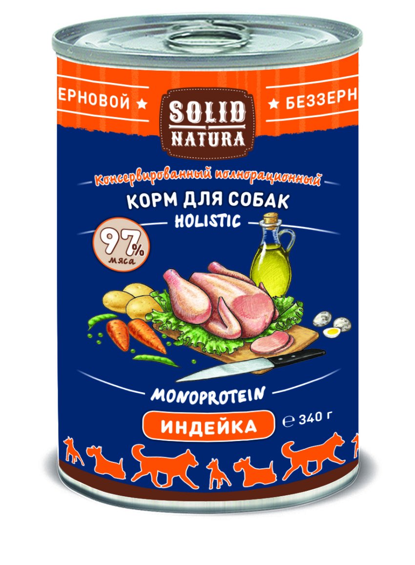 Solid Natura Holistic Индейка влажный корм для собак жестяная банка 0,1 кг