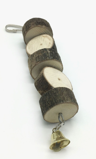 Игрушка WOGY д/птиц 26х8см с вращающимися элементами и колокольчиком, натуральное дерево арт.2025-05