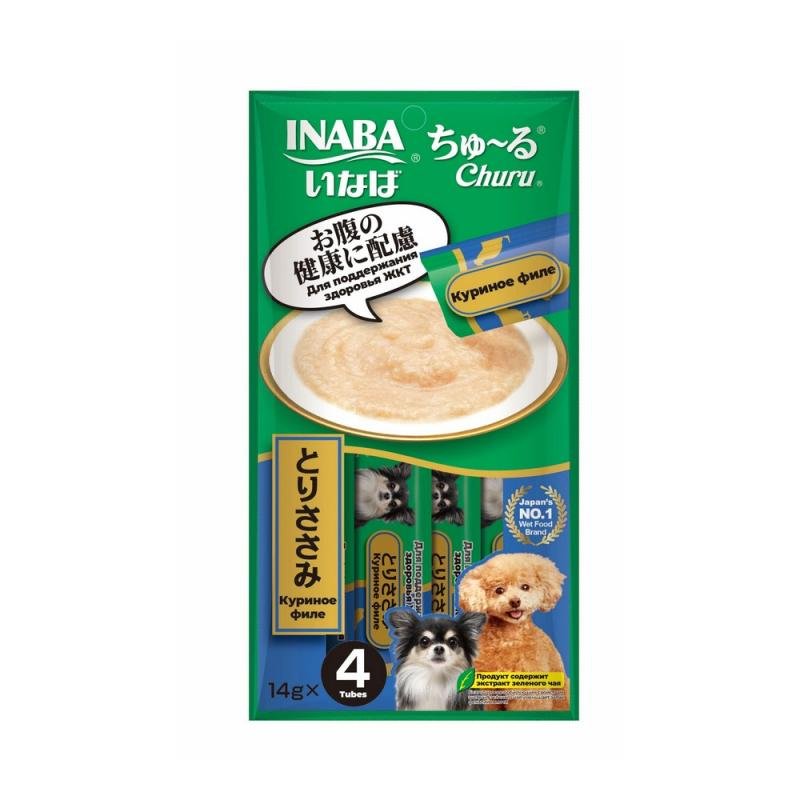 INABA Лакомство-пюре для собак Churu Куриное филе для здоровья ЖКТ 14г