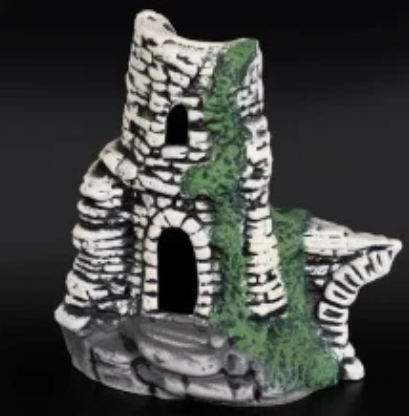 Аквадекор-грот для аквариума К-40с Башня с мостом серая