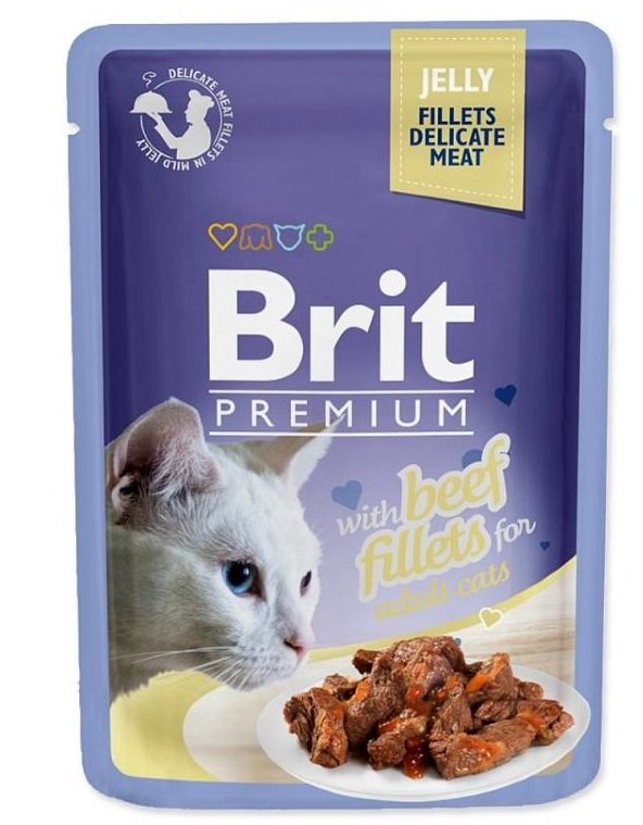 "БРИТ ПРЕМИУМ" ПАУЧ Д/КОШЕК 85г 82% МЯСА (КУСОЧКИ ФИЛЕ ИЗ ГОВЯДИНЫ В ЖЕЛЕ) 8470