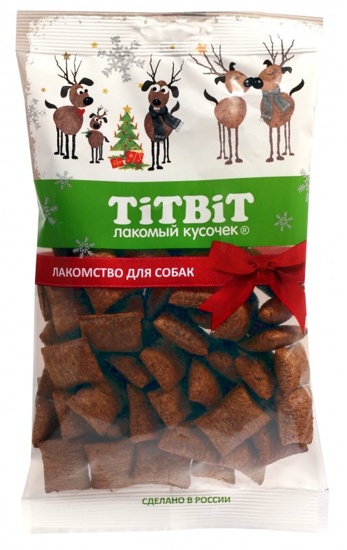 ЛАКОМСТВО "TITBIT" Д/СОБАК ХРУСТЯЩИЕ ПОДУШЕЧКИ С ЯГНЕНКОМ И СЫРОМ (НОВОГОДНЯЯ КОЛЛЕКЦИЯ) 95г 023051