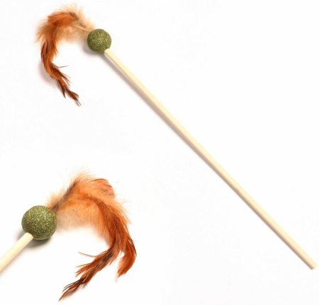 CW2303017  Удочка-дразнилка для кошек с пером и кошачьей мятой