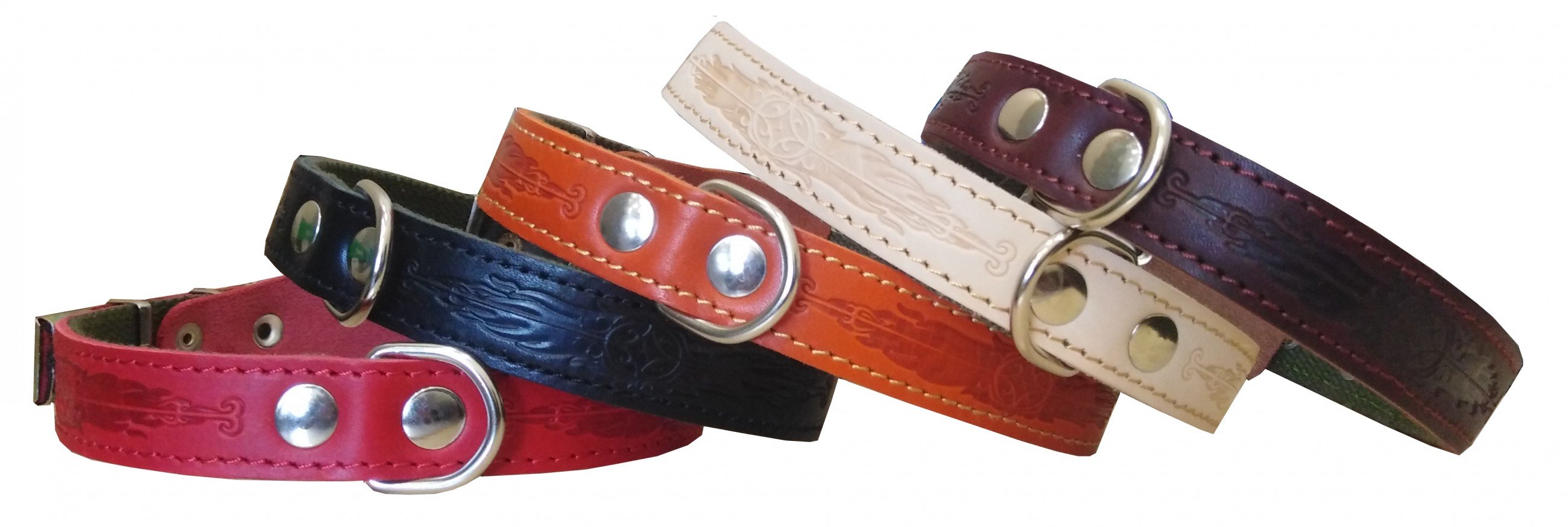 Ошейник 25 кожа+брезент тисненый