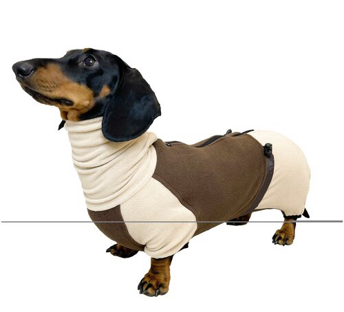 8040 Флисовый комбинезон для собак породы Такса, цвет бежево-коричневый, размер ТС2