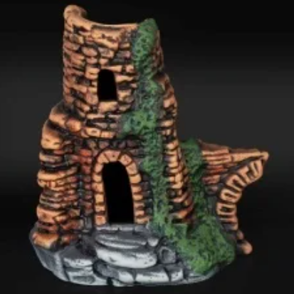 Аквадекор-грот для аквариума К-40кор Башня с мостом коричневый