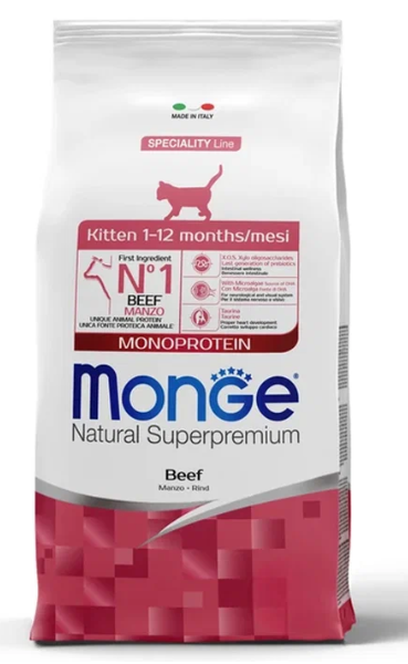 Сухой корм Monge Cat Speciality Line Monoprotein для котят и беременных кошек, из говядины 400 г