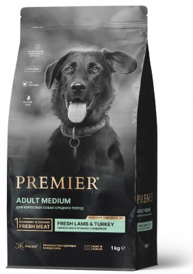Premier Dog Lamb & Turkey ADULT Medium (Свежее мясо ягненка с индейкой для собак средних пород) 1 кг