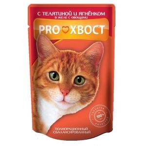 "PROХВОСТ" КОНС Д/КОШЕК 100г (ТЕЛЯТИНА/ЯГНЕНОК В ЖЕЛЕ С ОВОЩАМИ) 01РН014