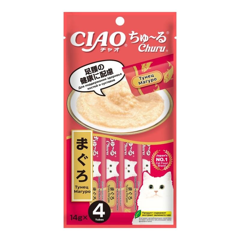 INABA CIAO Лакомство-пюре для кошек Churu Тунец Магуро для поддержания здоровья костей и суставов 14