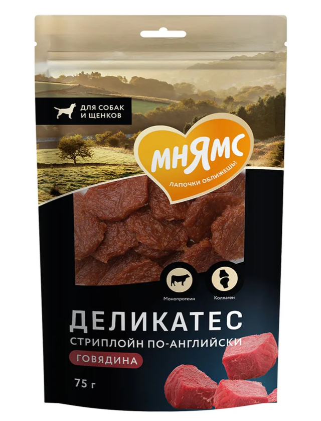 Мнямс Лакомство для собак "Стриплойн по-английски" 75 г