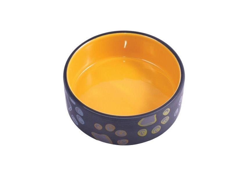 Миска Mr.Kranch керамическая для собак 420 мл черная с желтым