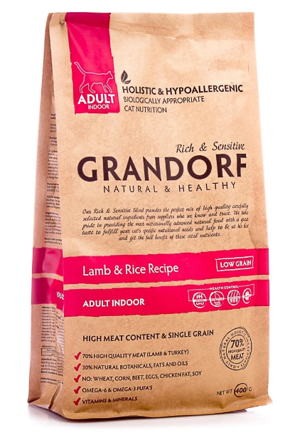 NEW GRANDORF CAT Lamb & Turkey INDOOR (ягненок с индейкой для кошек) 400гр