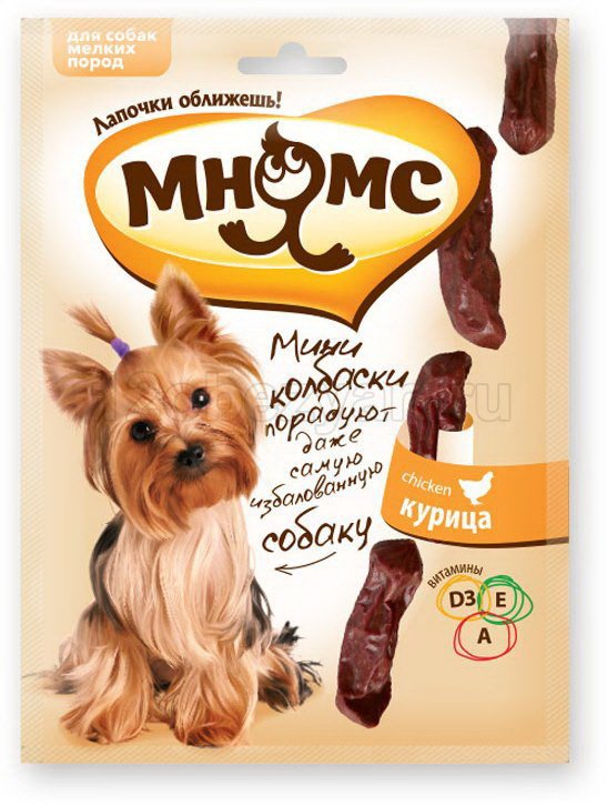 Мнямс мини-колбаски с курицей для собак мелких пород 75 г (28008)