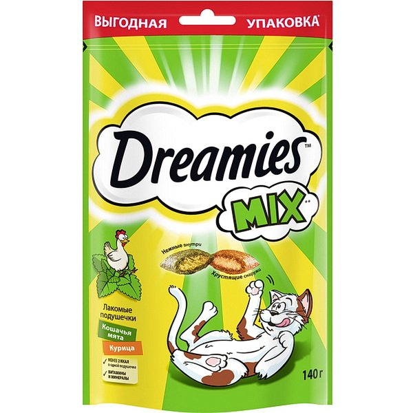 Лакомство для кош Dreamies микс кур/мята 140г